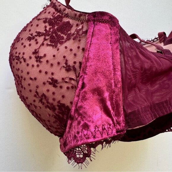 Victoria's Secret Dream Angels Lined Demi Lace Crushed Velvet Purple Sz 36DDD - Picture 12 of 14